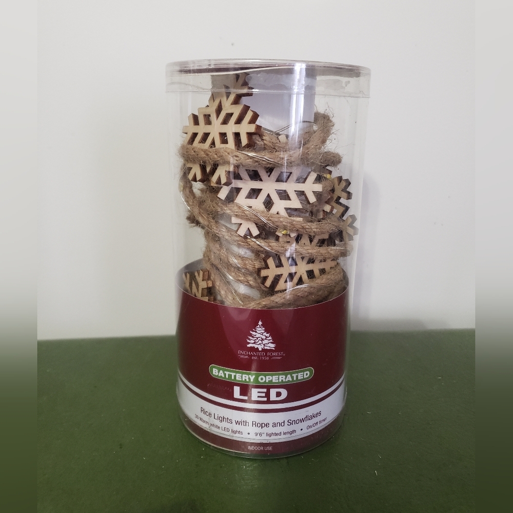 Menards Enchanted Forest LED Rope Lights with Wooden Snowflakes & Timer